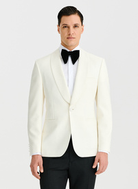 Wełniana beżowa marynarka smokingowa