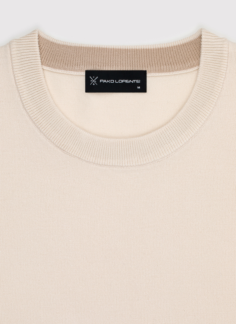 Beżowy sweter męski o-neck