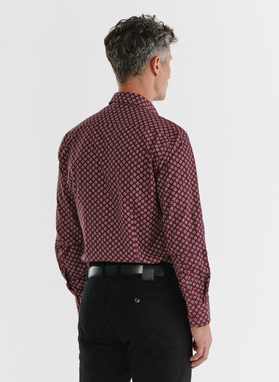 Męska bordowa koszula w kwiatki