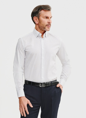 Biała koszula męska w mikrowzór