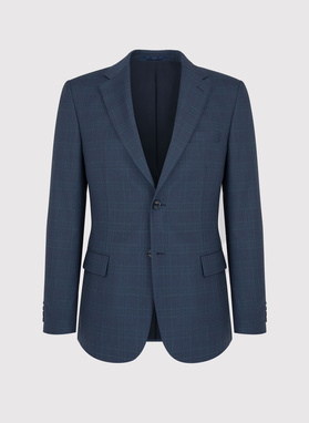 Granatowa marynarka garniturowa w kratę