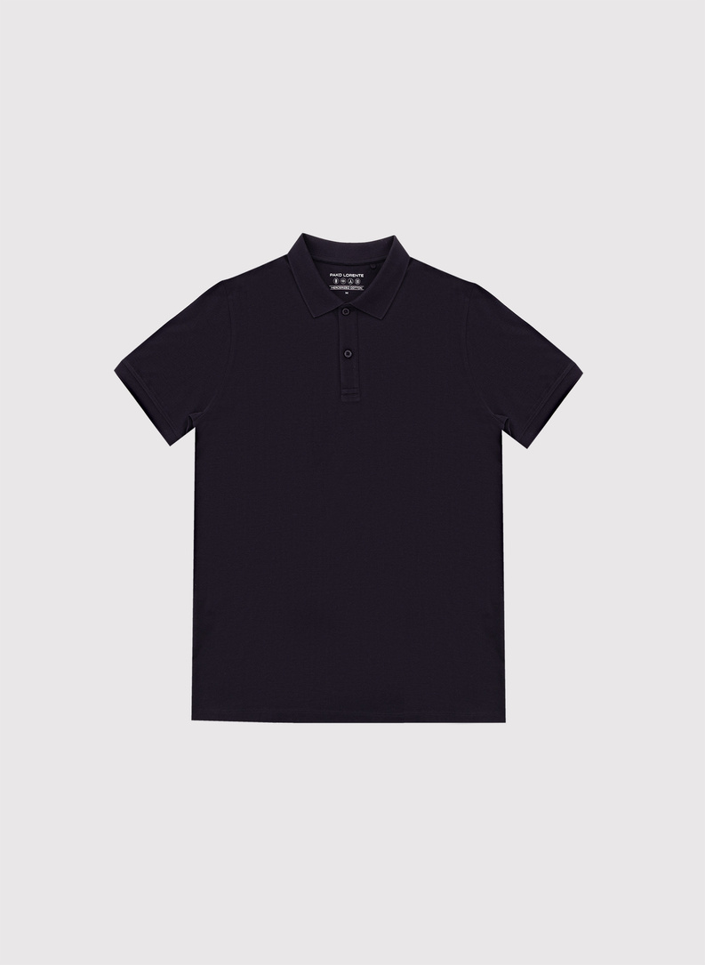 Granatowy t-shirt polo z bawełny