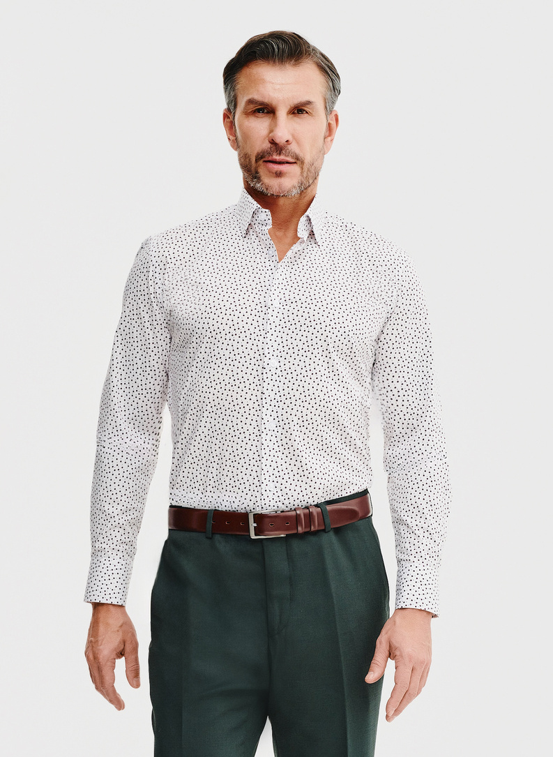 Biała koszula męska w mikrowzór