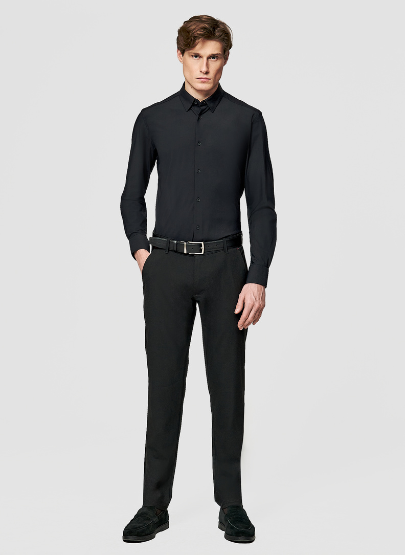 Czarna dzianinowa koszula męska