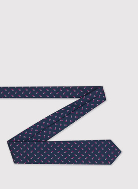 Krawat w kolorze granatowym w drobne kwiatuszki