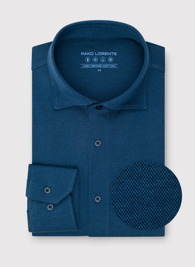 Granatowa dzianinowa koszula męska