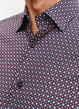 Męska koszula w bordowy mikrowzór