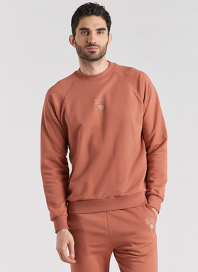 Czerwona bluza oversize z okrągłym dekoltem C21SF-2B-003-W