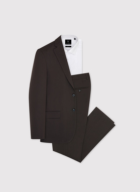 Ciemnobrązowy garnitur męski
