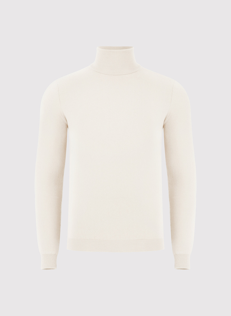 Biały gładki golf męski