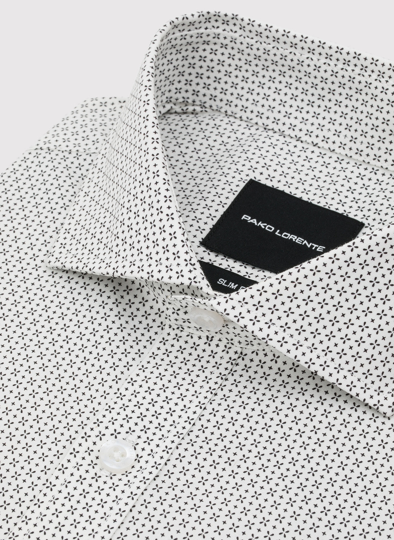 Biała koszula męska w mikrowzór