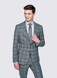 Szara marynarka garniturowa w kratę