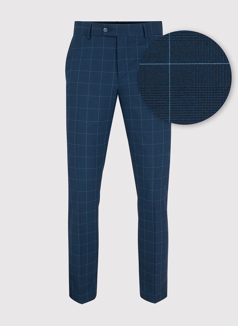 Garnitur w kolorze granatowym w kratę