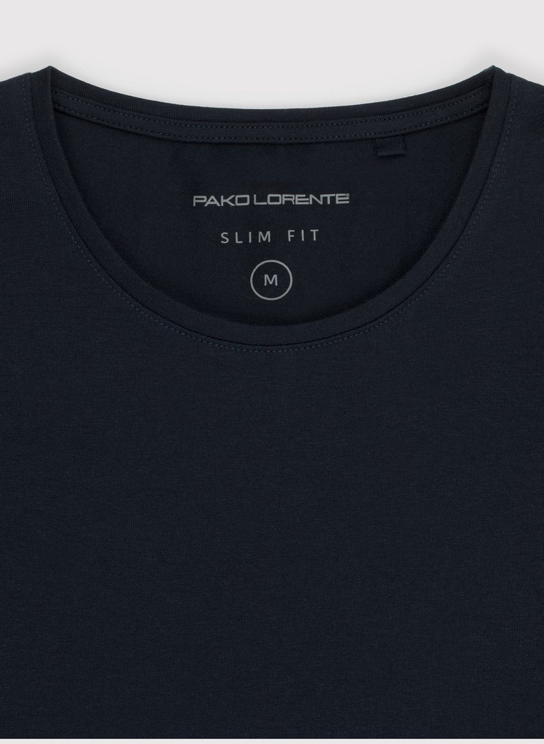 Granatowy gładki T-shirt Basic