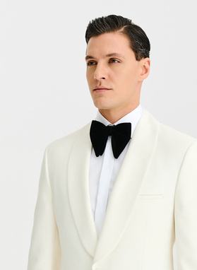 Wełniana beżowa marynarka smokingowa