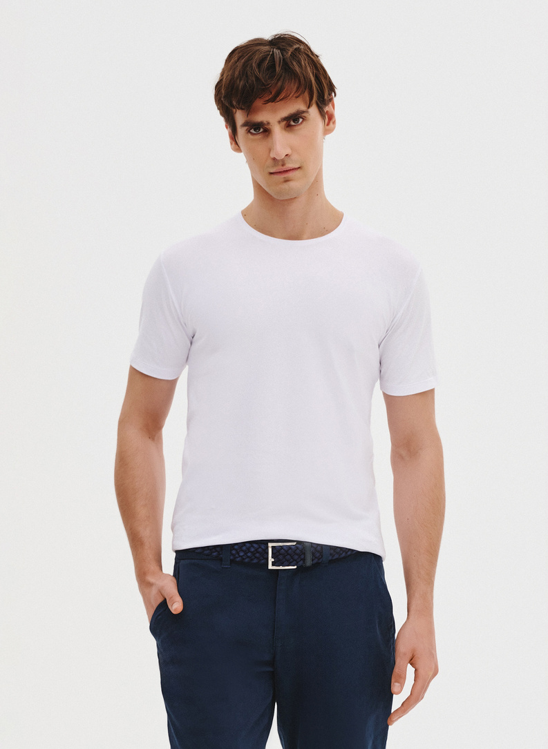 Biały gładki t-shirt męski