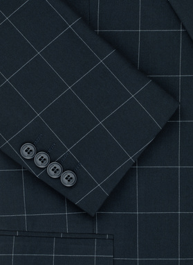 Granatowa marynarka garniturowa w kratę