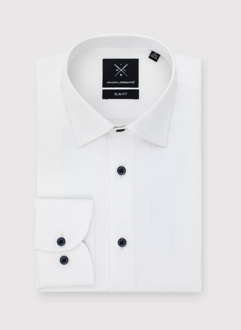 Gładka bawełniana koszula męska długi rękaw