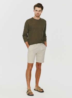 Zielony lniany sweter 