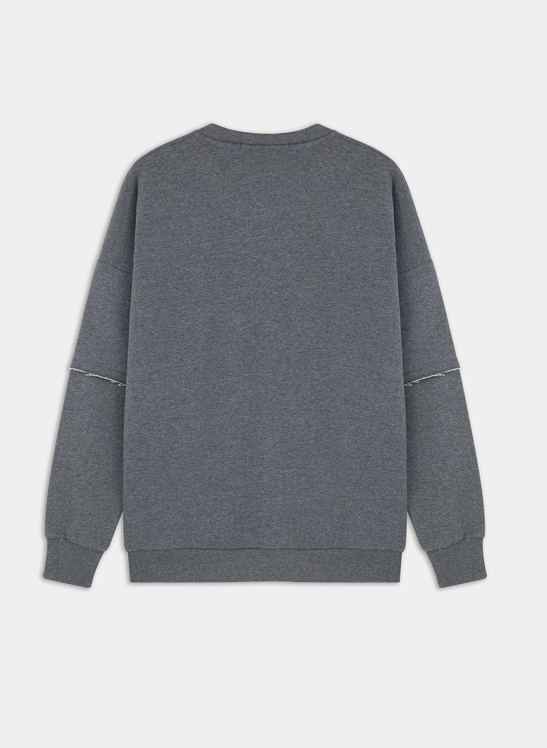 BLUZA Z OKRĄGŁYM DEKOLTEM SZARA P20WF-2B-015-S