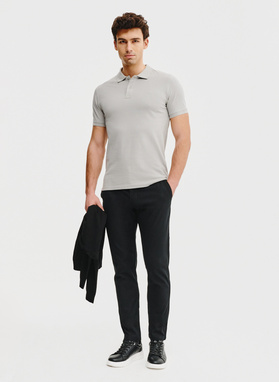 Gładki t-shirt polo w szarym kolorze