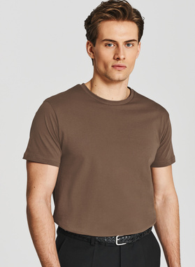 Brązowy bawełniany t-shirt męski