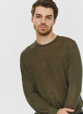 Zielony lniany sweter 