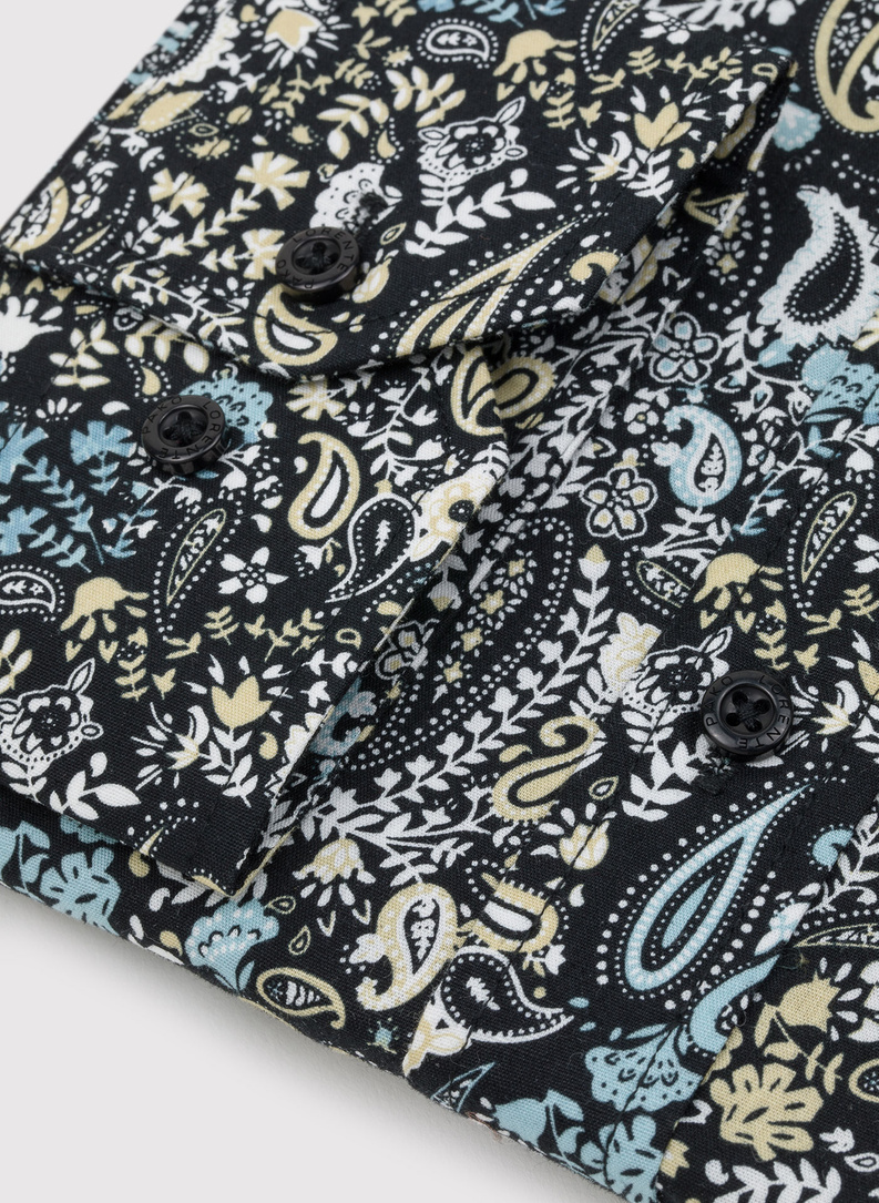 Czarna koszula męska we wzór paisley