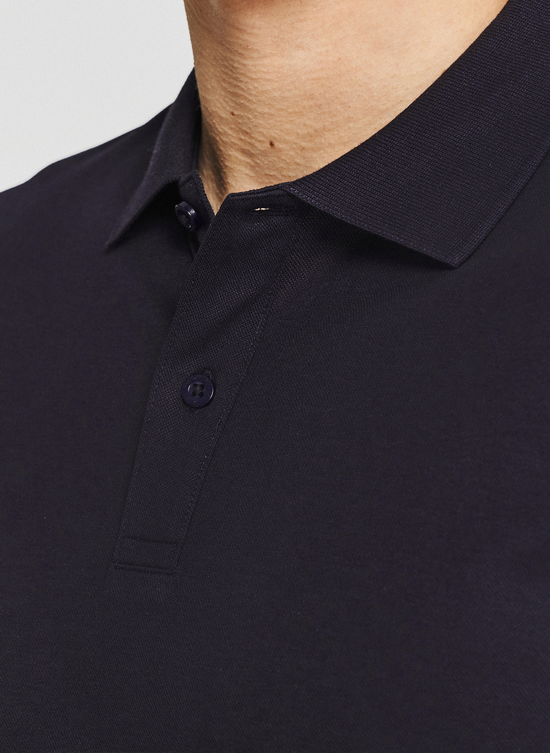 Granatowy t-shirt polo z bawełny