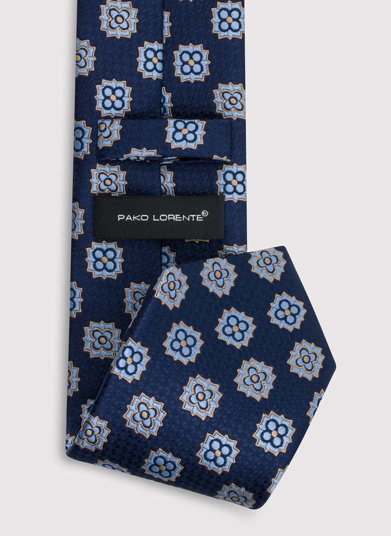 Granatowy krawat męski we wzór geometryczny