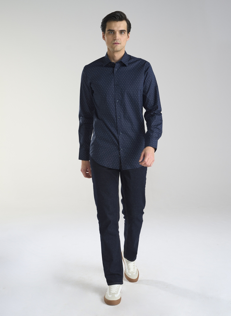 Granatowa koszula w gwiazdki