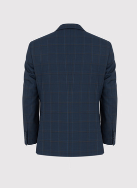 Granatowa marynarka garniturowa w kraciasty deseń