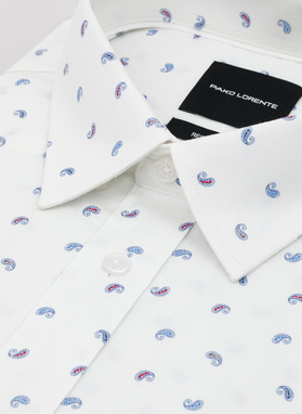 Biała koszula męska paisley