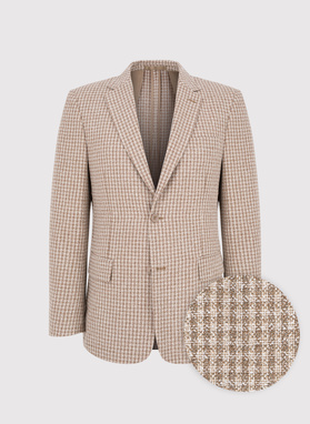 Beżowa marynarka w pepitkę