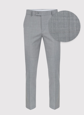 Szary garnitur męski w delikatną kratę