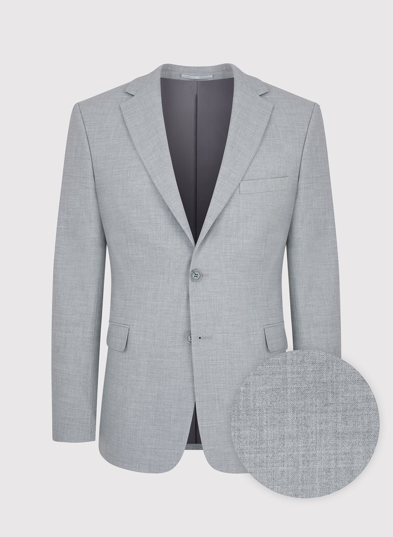 Gładki jasnoszary garnitur męski