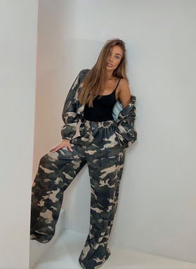 Komplet moro MIJAS szerokie spodnie i bluza oversize