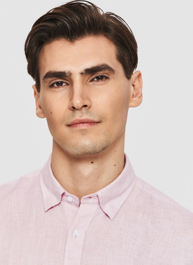 Lniana koszula męska w kolorze różowym