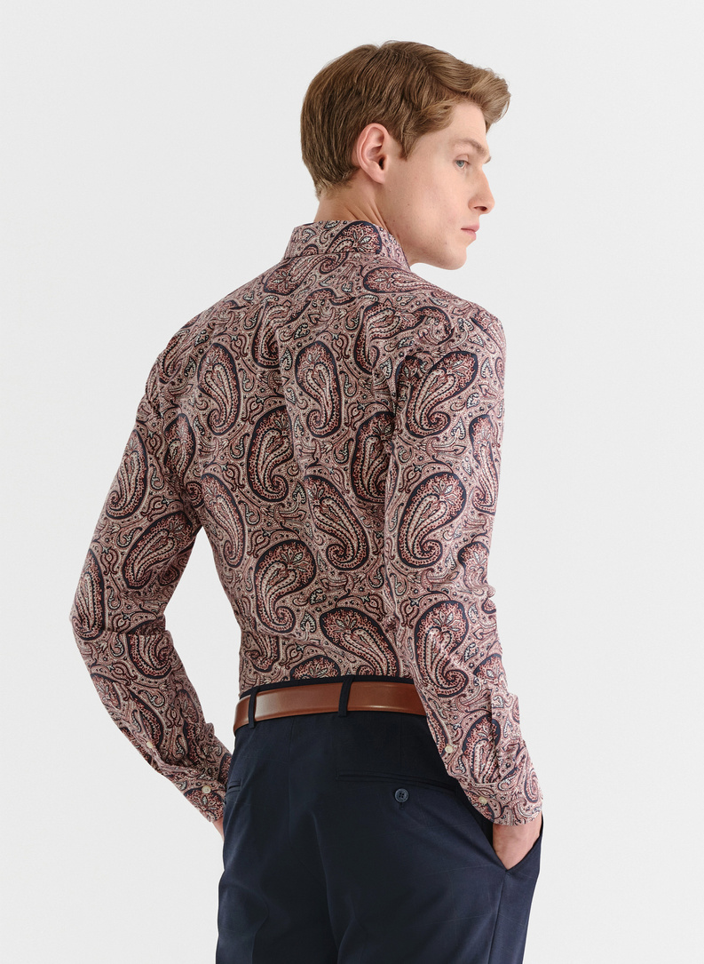 Męska bordowa koszula we wzór paisley