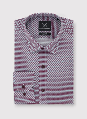 Bordowa wzorzysta koszula męska