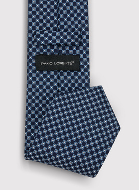 Męski krawat w kolorze granatowym w drobny wzór