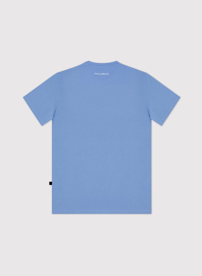 Bawełniany niebieski t-shirt z okrągłym dekoltem