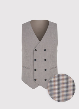 Dwurzędowa kamizelka męska w drobną kratę