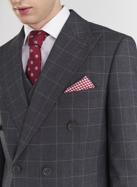 Szara dwurzędowa marynarka w kratę