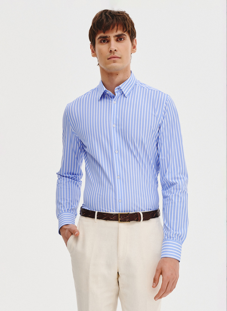 Dzianinowa koszula męska w paski