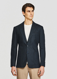 Granatowa lniana marynarka męska