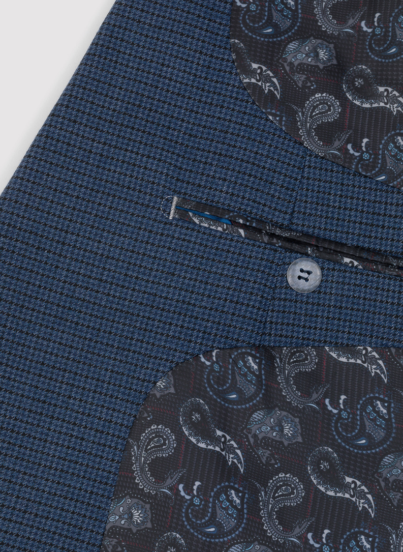 Granatowa marynarka garniturowa w pepitkę