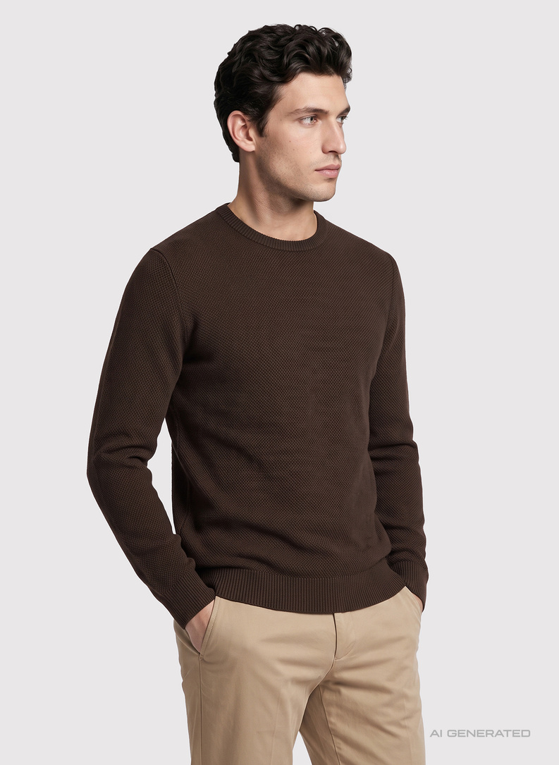 Brązowy sweter męski o-neck