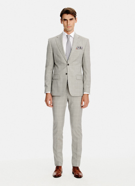 Wełniana marynarka garniturowa w kratkę