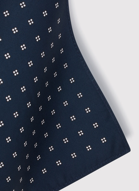 Granatowa poszetka męska w biały drobny wzór